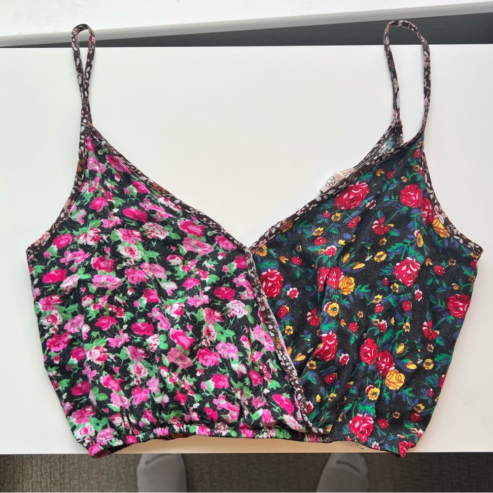 Urban Outfitters Two-toned Cropped Floral Top